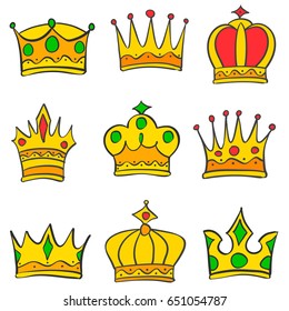 Various crown style of doodle set collection