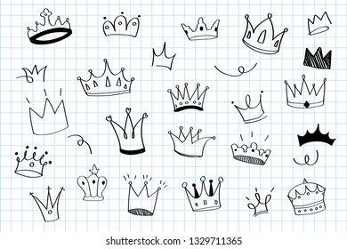 Vector de ilustración de doodle de varias coronas