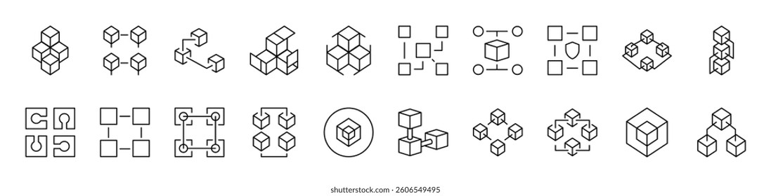 Various Cubes Picture Collection. Editable Stroke. Perfect for Infographics, Articles, Books, Flyers, Banners