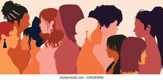 Various cultures. Multiethnic and multiracial people. Vector flat cartoon illustration. Concept of racial equality and anti-racism.