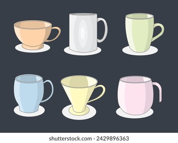 Various cup sets vector design illustration cartoon
