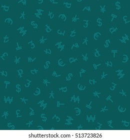 Various currencies signs seamless pattern. Business Seamless Pattern Background.