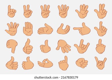 Various cute and adorable cartoon hand poses