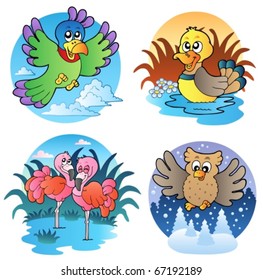 Various cute birds 1 - vector illustration.