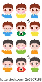 various of cute boy character illustration 