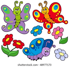 Various cute butterflies - vector illustration.