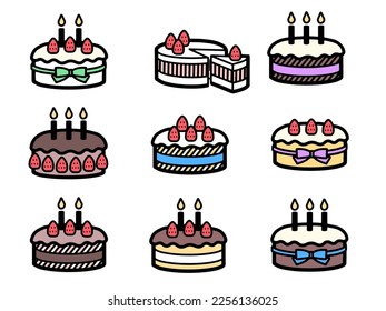 Muchos pasteles bonitos Juego de iconos Pop