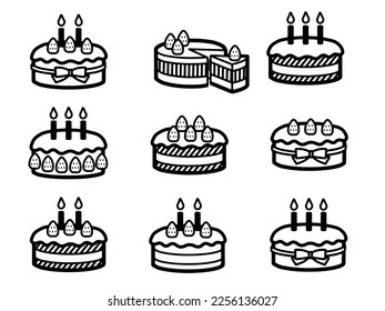 A lot of various cute cakes Pop icon set
