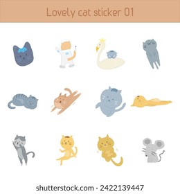 Various cute cat sticker sets