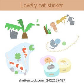 Various cute cat sticker sets