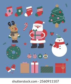 Various and cute Christmas object illustrations