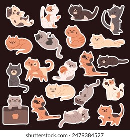 Various cute doddle cat poses