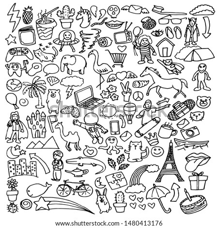 Various cute doodle, cartoon, collection