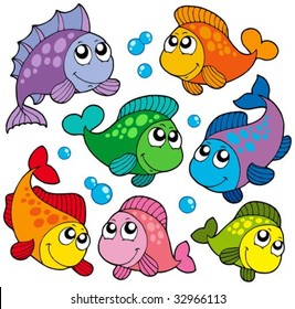 Various cute fishes collection 2 - vector illustration.