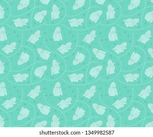 various cute girls poses in cartoon pattern background. hand drawn style vector line art design illustrations