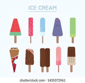 Various cute ice cream illustrations. Vector EPS10