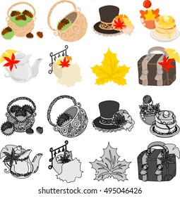 The various cute icons of autumn season