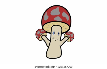 various cute pictures or vectors of plants living in the forest called red mushrooms