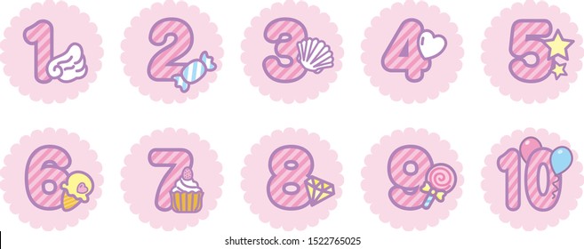 Various cute pink numbers material.