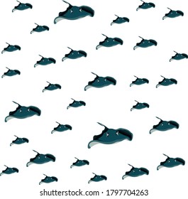 Various Cute Ray Stingray Cartoon Vector Characters