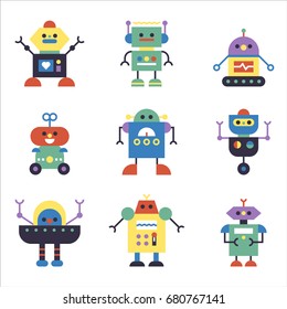 Various cute robots vector illustration flat design