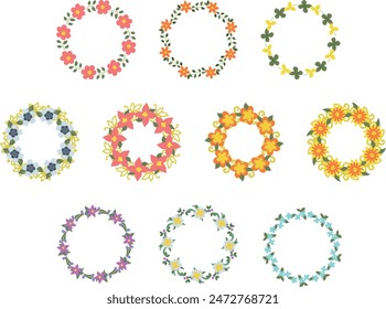 Various cute and stylish frame graphics with the motifs such as colorful flowers