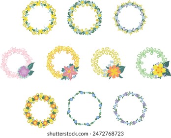 Various cute and stylish frame graphics with the motifs such as colorful flowers