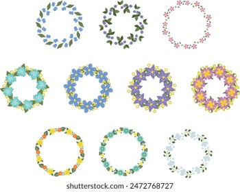 Various cute and stylish frame graphics with the motifs such as colorful flowers