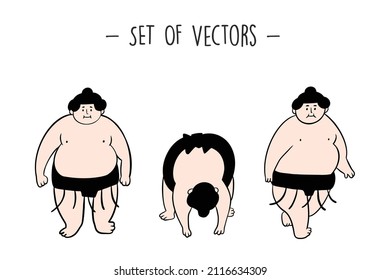 Varios Caracteres De Sumo Cutáneo. Conjunto de fondo aislado de sumo