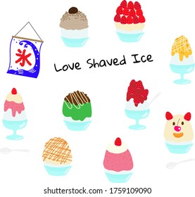 Various of cute and yummy shaved ice