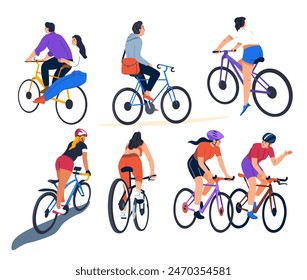 Various Cyclists on Different Paths