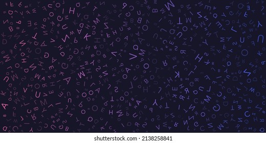 Patrón de letras oscuras, aleatorias, de tamaño y orientadas - Textura, fondo, elemento de diseño en formato vector editable