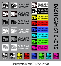 Various Dash Cam Recording Logo Stickers In Various Designs For Car, Van Or Truck.