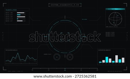 Various data metrics are displayed on a black background, showing telemetry streams, graphs, and system performance readings for diagnostics.