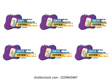 Diversos días de la oferta 1, 2, 3, 4, 5 y 6 días de etiqueta adhesiva