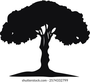 various deciduous trees silhouettes on the white background, Black tree silhouettes isolated on white 
vector illustration.