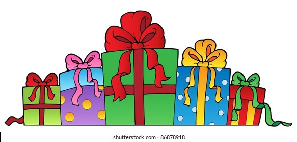 Various decorated gifts 1 - vector illustration.