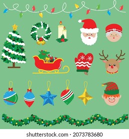 Various Decorative Christmas Element Vectors