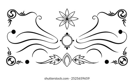 Various decorative patterns arranged on a pristine white background, highlighting the elegance and creativity of the designs flat vector illustration.