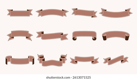 Various decorative ribbons in a muted brown shade.