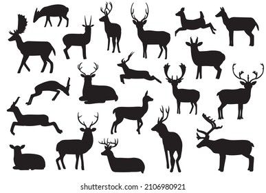 Various Deer Silhouettes Vector Illustration Stock Vector (royalty Free 