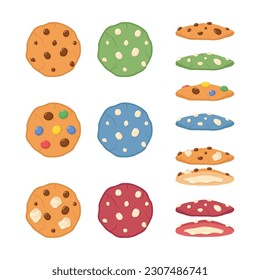 Various delicious cookies with chocochips svg