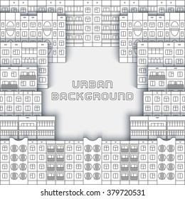 Various design linear facades of panel houses sleeping quarters isolated on white background vector illustration. Classic blocks of flats architectural symbols and elements of residential district