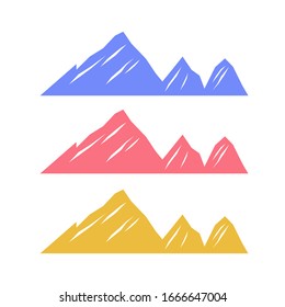 Varios elementos de diseño de montañas, en blanco   Montañas de diseño coloridas