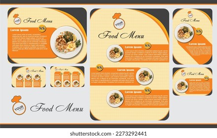 Various design sized food menu template