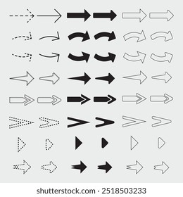 Varios diseños de conjuntos de iconos de flecha