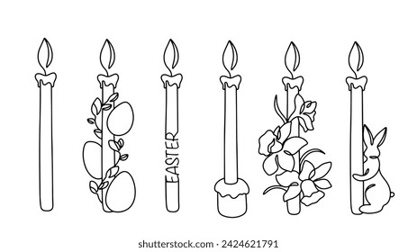 Various designs for church Easter candles. Creative image of a candle. Vector illustration. Images produced without the use of any form of AI software at any stage. 