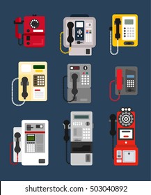 Various designs of Payphone vector illustration flat design