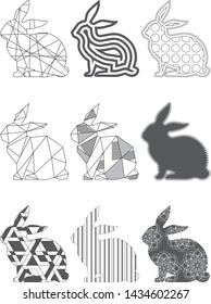 Various designs of rabbits such as geometric shapes or lines or lace
