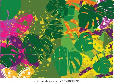 
Various designs of typical Indonesian batik motifs are mixed with floral patterns in an abstract form